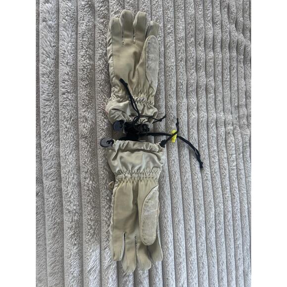 Burton Profile Glove Womens Medium Beige Quilted Snowboard Ski Gloves Pink Trim - Picture 3 of 11